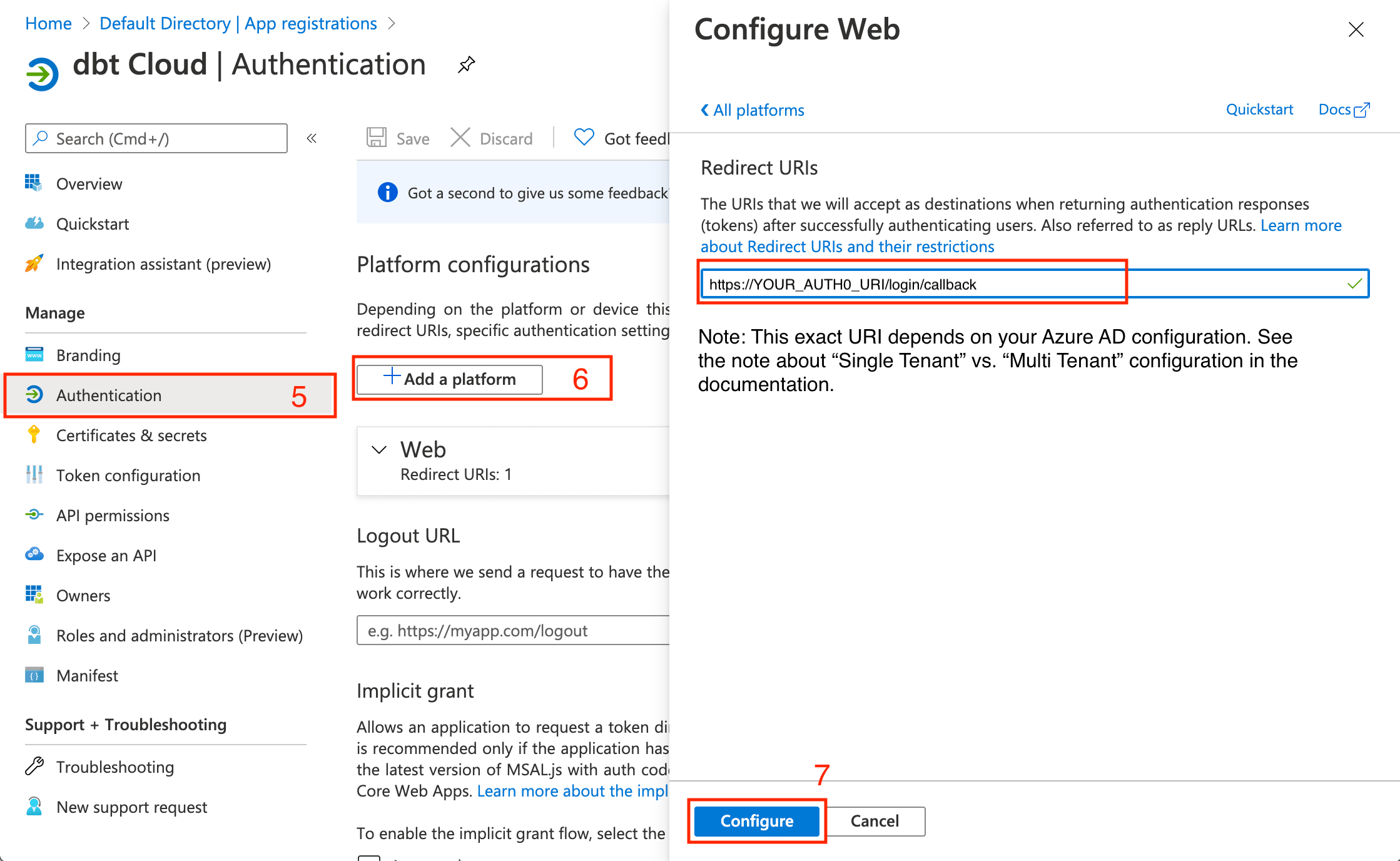 Configuring a Redirect URI Configuring a Redirect URI